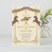 Invitation Mexicain Gold Brown Fiesta Boy Baptême Christening (Debout devant)