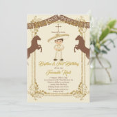 Invitation Mexicain Gold Brown Fiesta Boy Baptême Christening (Debout devant)
