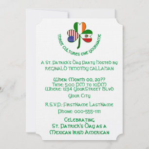 Invitation Mexicain Irlandais Drapeau USA Trèfle Personnalisé