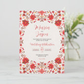 Invitation Mexicain rose rose Floral esthétique Mariage roman (Debout devant)
