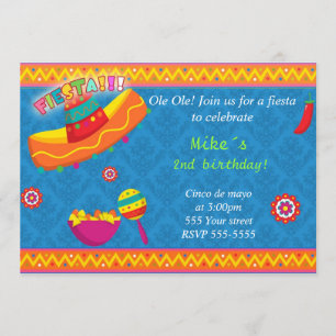 Invitation mexicaine à la fête Bleu