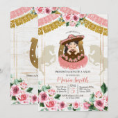 Invitation Mexicaine Charra Rose Rose 3e anniversaire Western (Devant / Derrière)