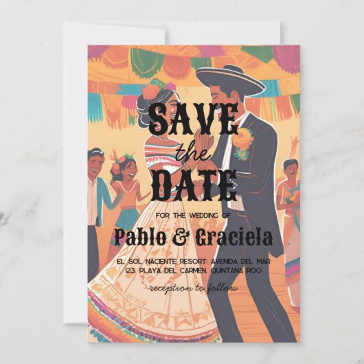 Invitation mexicaine enregistrer la date (Devant)