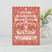 Invitation Mexicaine Fantail Doves Papel Picado Mariage Custo (Debout devant)