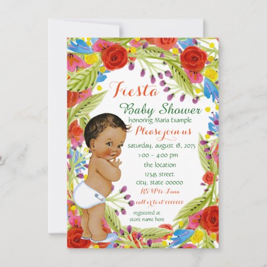 Invitation Mexicaine Fiesta Baby Boy Douche (Devant)
