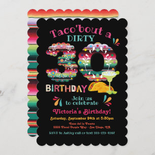 Invitation Mexicaine Fiesta Dirty 30 Papel Picado Birthday In