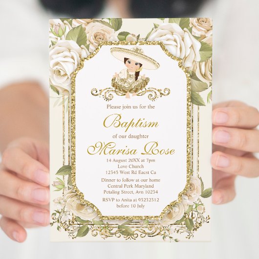 Invitation Mexicaine Fiesta Girl Baptême Christening Invit