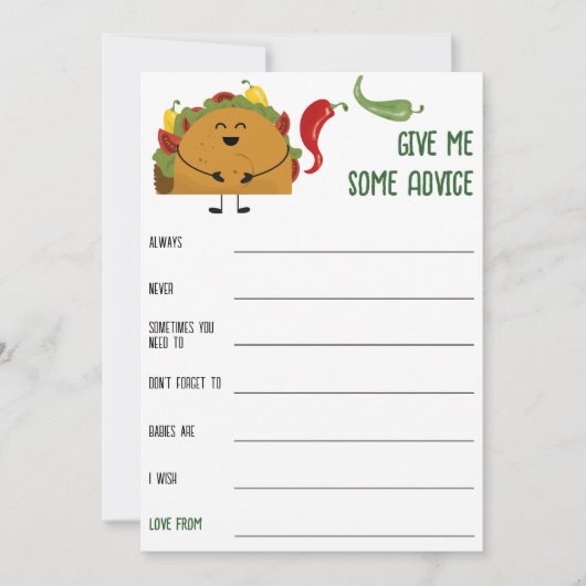 Invitation mexicaine fiesta taco baby shower conseil jeu (Devant)