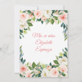 Invitation Mexicaine Fleurs Roses Rouges Quinceanera Mis Quin (Dos)