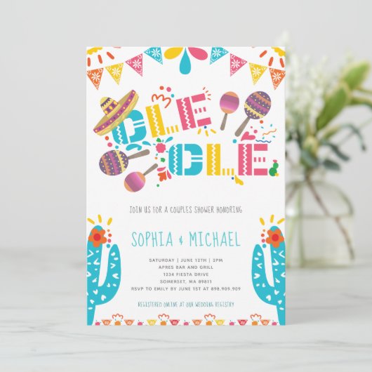 Invitation mexicaine Ole Ole Couples Fiançailles Fiesta (Debout devant)