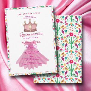 Invitation Mexicaine Quinceañera 15e Rose Princesse Anniversa