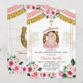 Invitation Mexicaine Rose Charra Baptême et troisième anniver (Devant / Derrière)