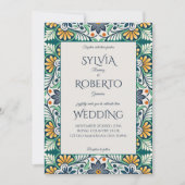Invitation Mexicaine Talavera Azulejo mariage élégant avec RS (Devant)