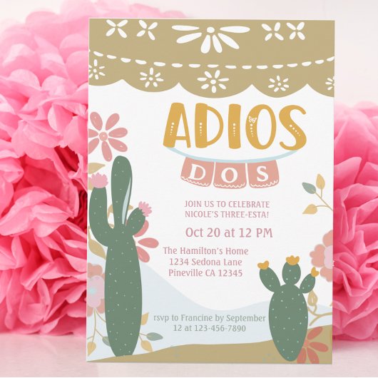 Invitation Mexicaine Trois Esta Adios Dos Anniversaire