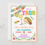 Invitation Mexican Fiesta Don't Taco Bout Surprise Birthday (Devant)