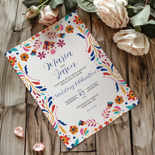 Invitation Mexican Fiesta Floral Aesthetic Elegant Wedding
