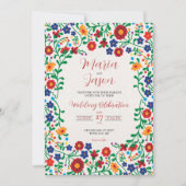 Invitation Mexican Floral Colorful Folk Art Wedding (Devant)