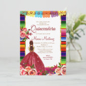 Invitation Mexican Floral Quinceañera Invite (Debout devant)
