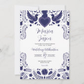 Invitation Mexican Indigo Violet Otomi Tenangos Boda Wedding (Devant)