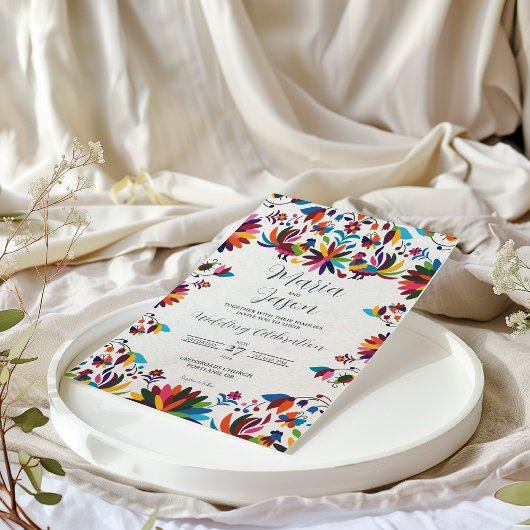 Invitation Mexican Otomi Tenangos Fiesta Folk Art Wedding
