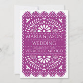 Invitation Mexican Papel Picado Magenta Folk Art Boda Wedding (Devant)