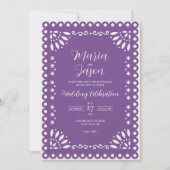 Invitation Mexican Purple Papel Picado Traditional Wedding (Devant)