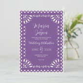 Invitation Mexican Purple Papel Picado Traditional Wedding (Debout devant)