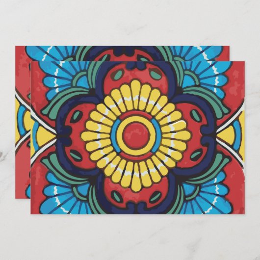 Invitation Mexican red talavera tile (Devant / Derrière)
