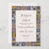Invitation Mexican Talavera Majolica Geometric Floral Wedding (Devant)