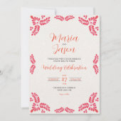 Invitation Mexican Talavera Orange Floral Minimalist Wedding (Devant)