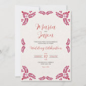 Invitation Mexican Talavera Red Floral Minimalist Wedding (Devant)