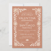 Invitation Mexican Talavera Terracotta Floral Boho Wedding (Devant)