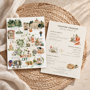 Invitation Mexico City Week-end de mariage illustré