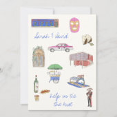 Invitation Mexico : la ville sauve la date avec des dessins (Devant)