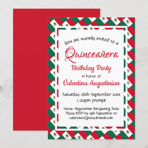 Invitation MEXICO Quinceañera Anniversaire personnalisé