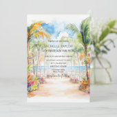 Invitation Mexico Tropical Beach Destination Mariage (Debout devant)