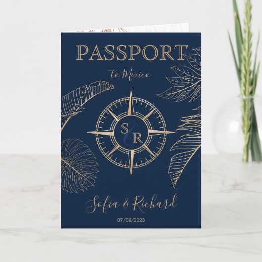 Invitation Mexico Wedding Destination Passport World Map  (Devant)