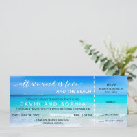 Mexique Beach Boarding Pass Mariage RSVP Invitatio