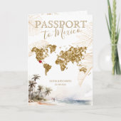 Invitation Mexique Beach Destination Mariage Passeport QR cod (Devant)