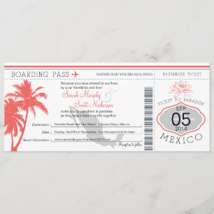 Invitation Mexique Boarding Pass Destination Wedding