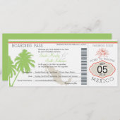 Invitation Mexique Boarding Pass Destination Wedding (Devant / Derrière)