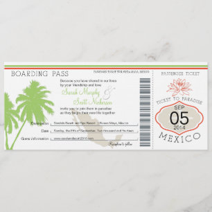 Invitation Mexique Boarding Pass Destination Wedding