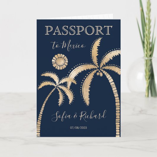 Invitation Mexique Destination Mariage Passeport World QR Cod (Devant)