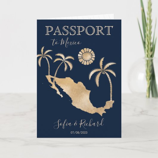 Invitation Mexique Destination Mariage Passeport World QR Cod (Devant)