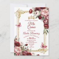 Mexique Élégant Roses Rouges Papillon Quinceañera