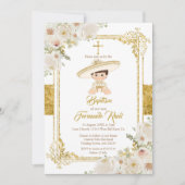 Invitation Mexique Gold Fiesta Boy Baptême Christening (Devant)
