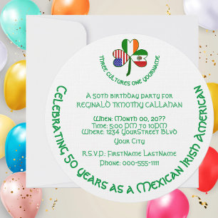 Invitation Mexique Irlande États-Unis Trèfle Drapeau