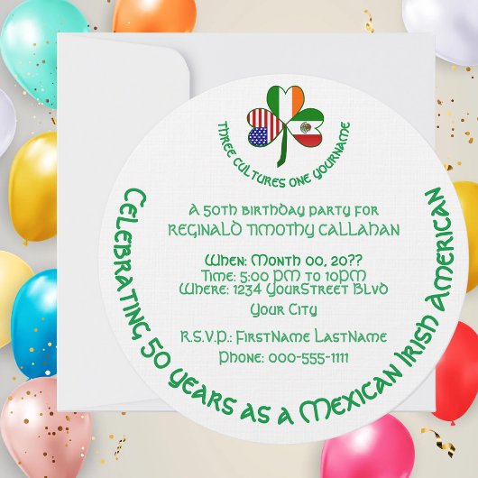 Invitation Mexique Irlande États-Unis Trèfle Drapeau