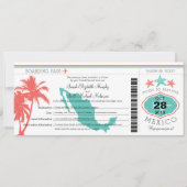 Invitation Mexique Palm Tree Starfish Boarding Pass Mariage (Devant)