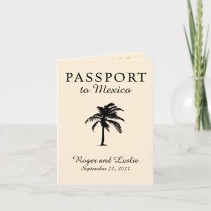 Invitation Mexique Passport Palm Tree Mariage